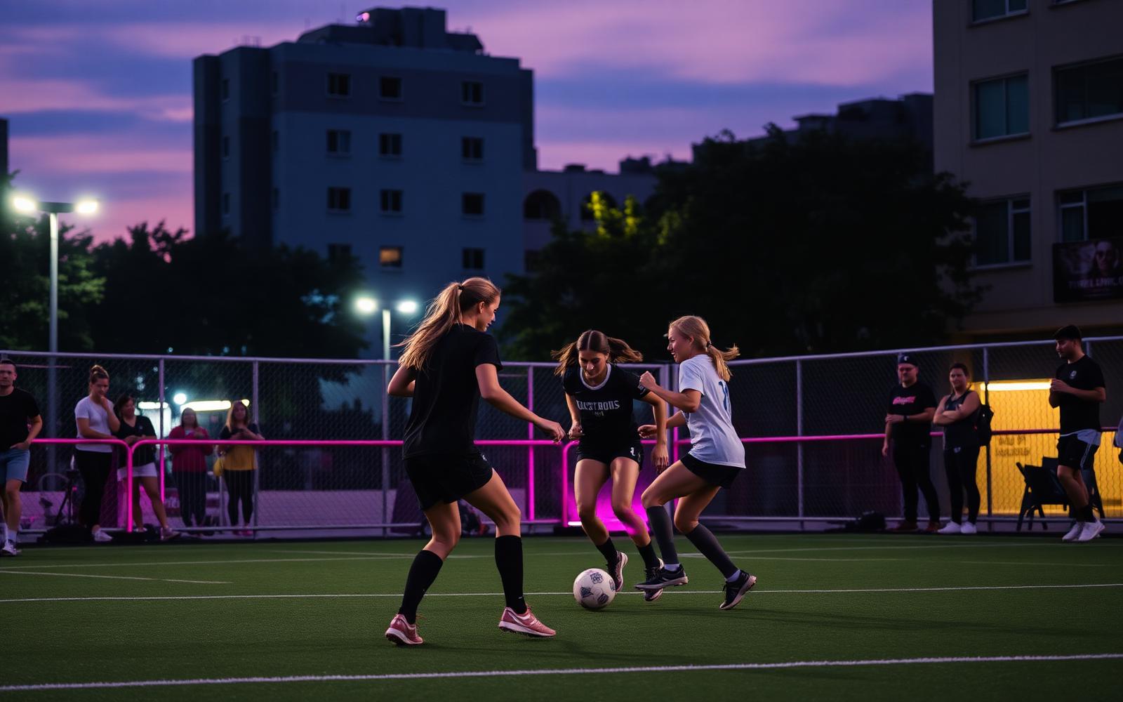 Jugadoras disputando un partido de fútbol 3x3 femenino (imagen provisional)